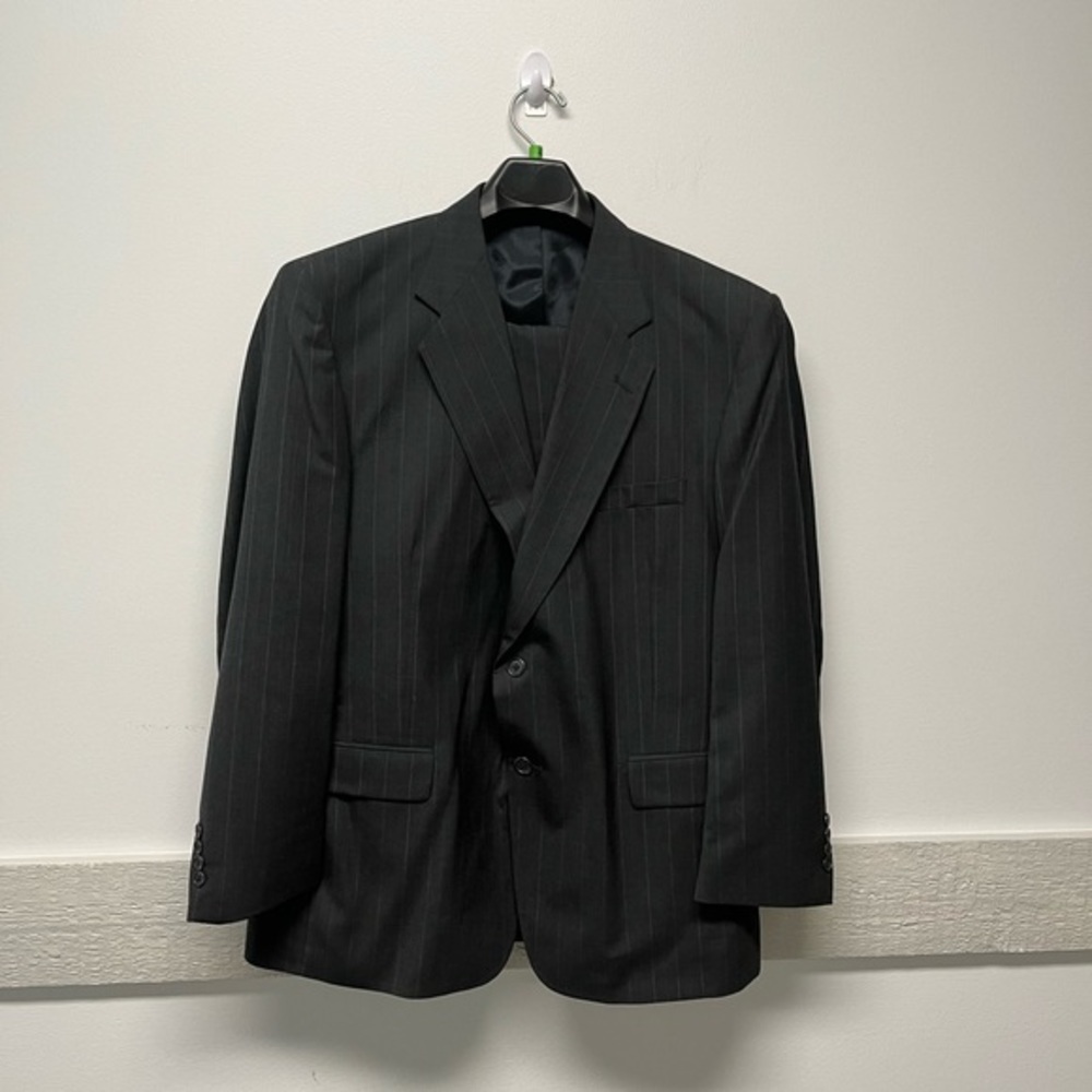 Towncraft Men's Black Pinstripe Suit Jacket